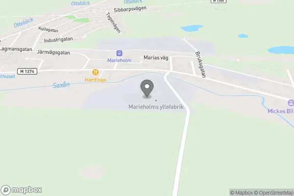 Myllan Yllefabriken Marieholm - Marieholm karta